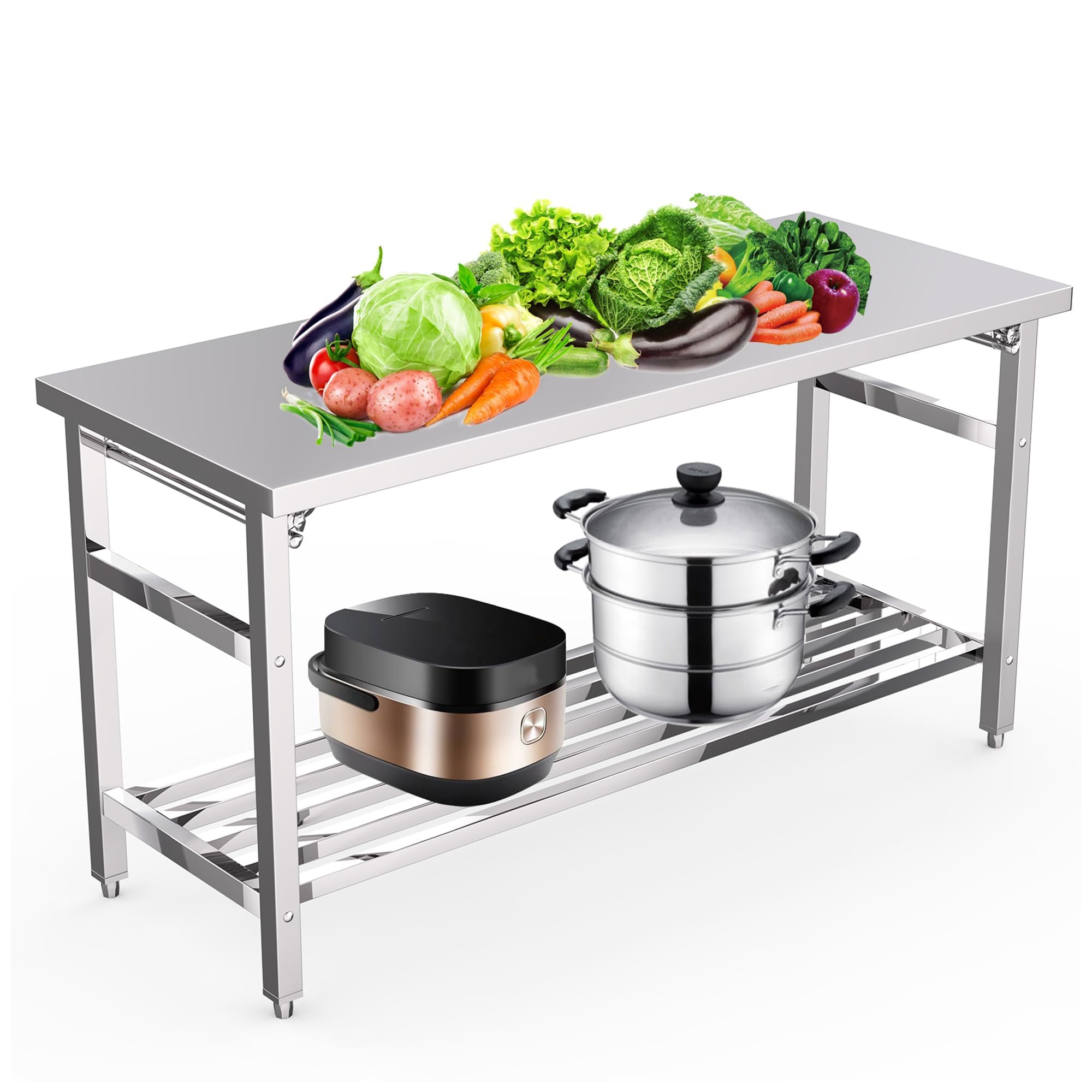 Heavy Equipment Bucket - Table de préparation pliable en acier